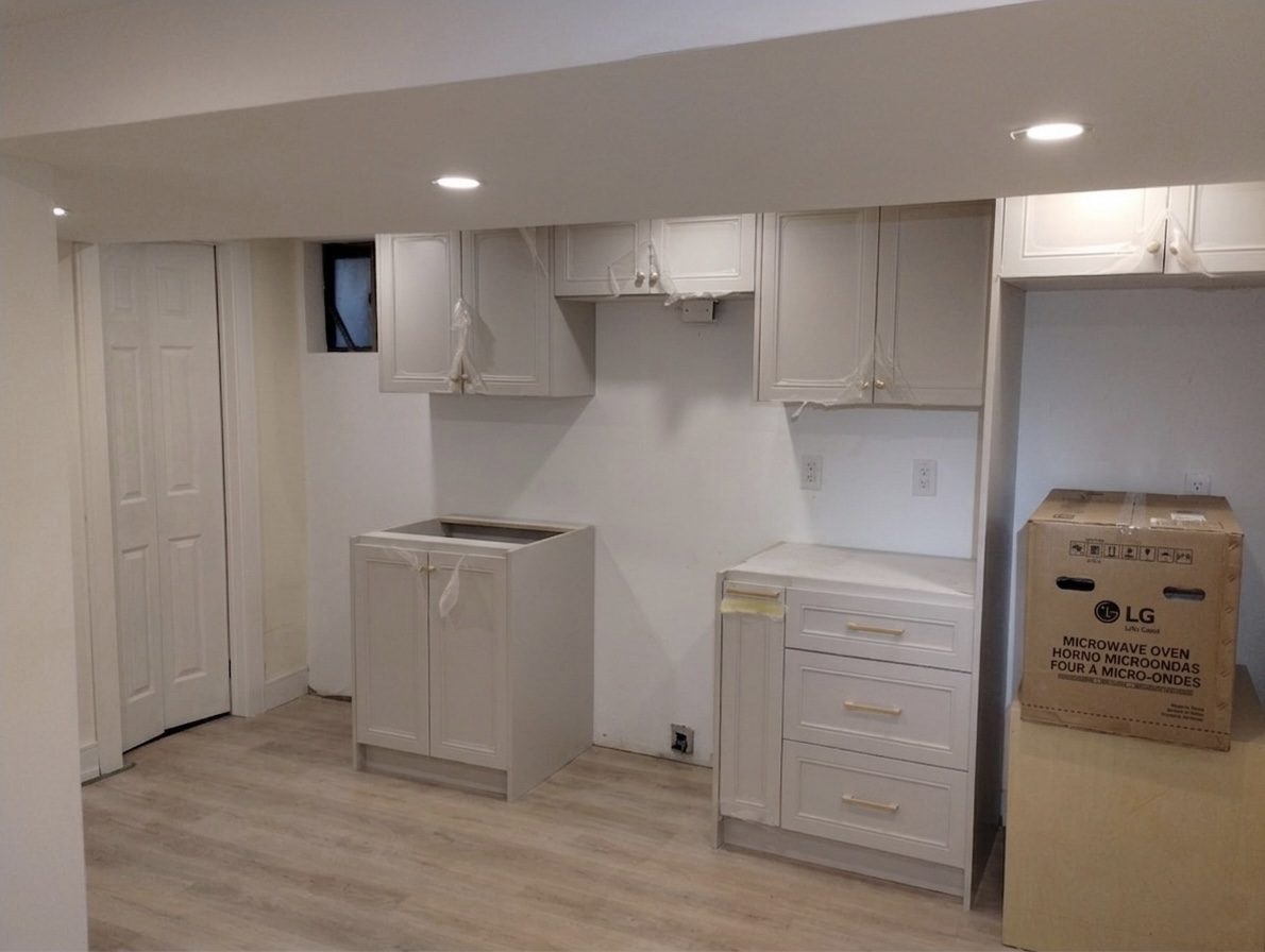 Basement suite finishing Toronto drywall painting pot lights